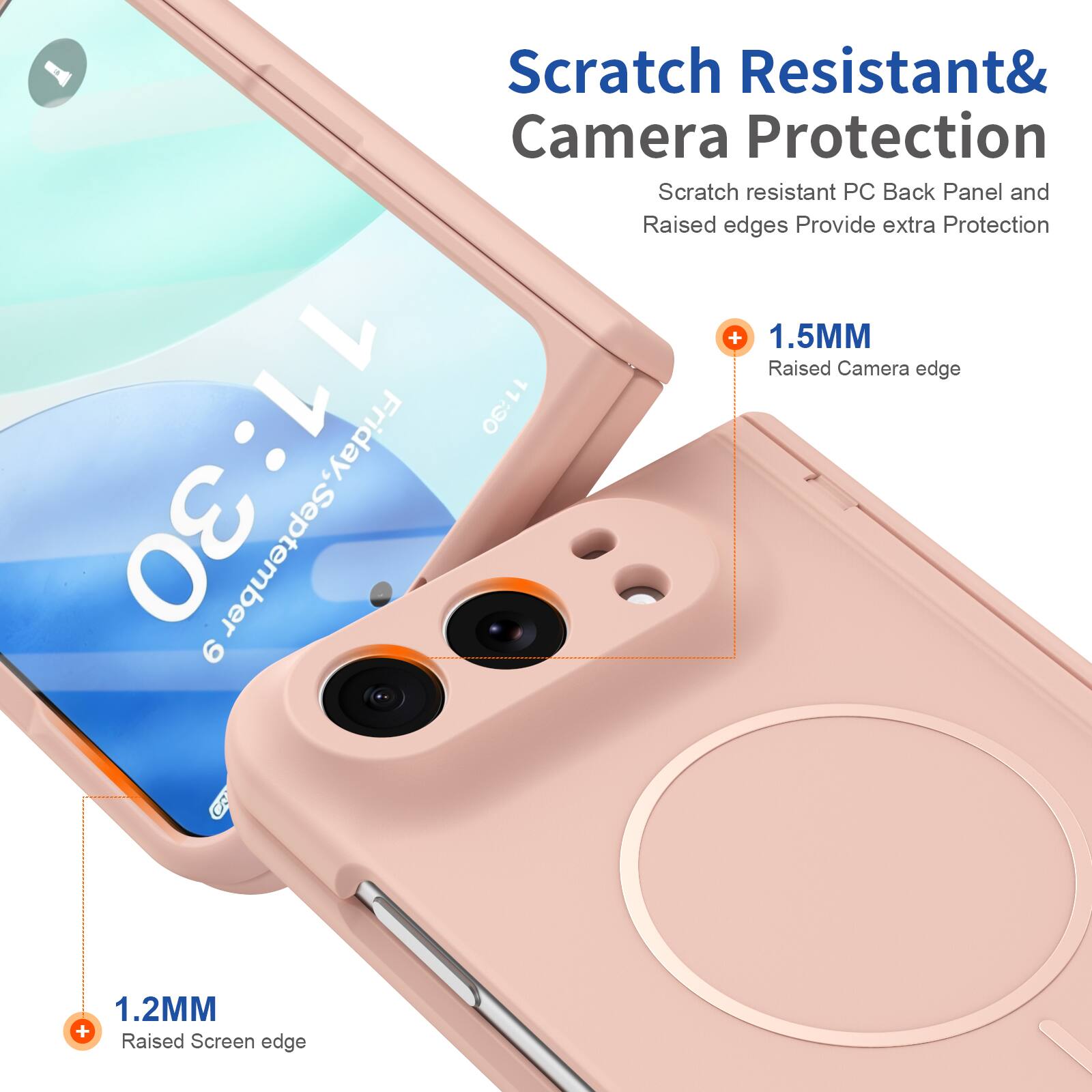 Scratch Resistant & Camera Protection

Scratch resistant PC Back Panel and Raised edges Provide extra Protection

+ 1.5MM Raised Camera edge

+ 1.2MM Raised Screen edge