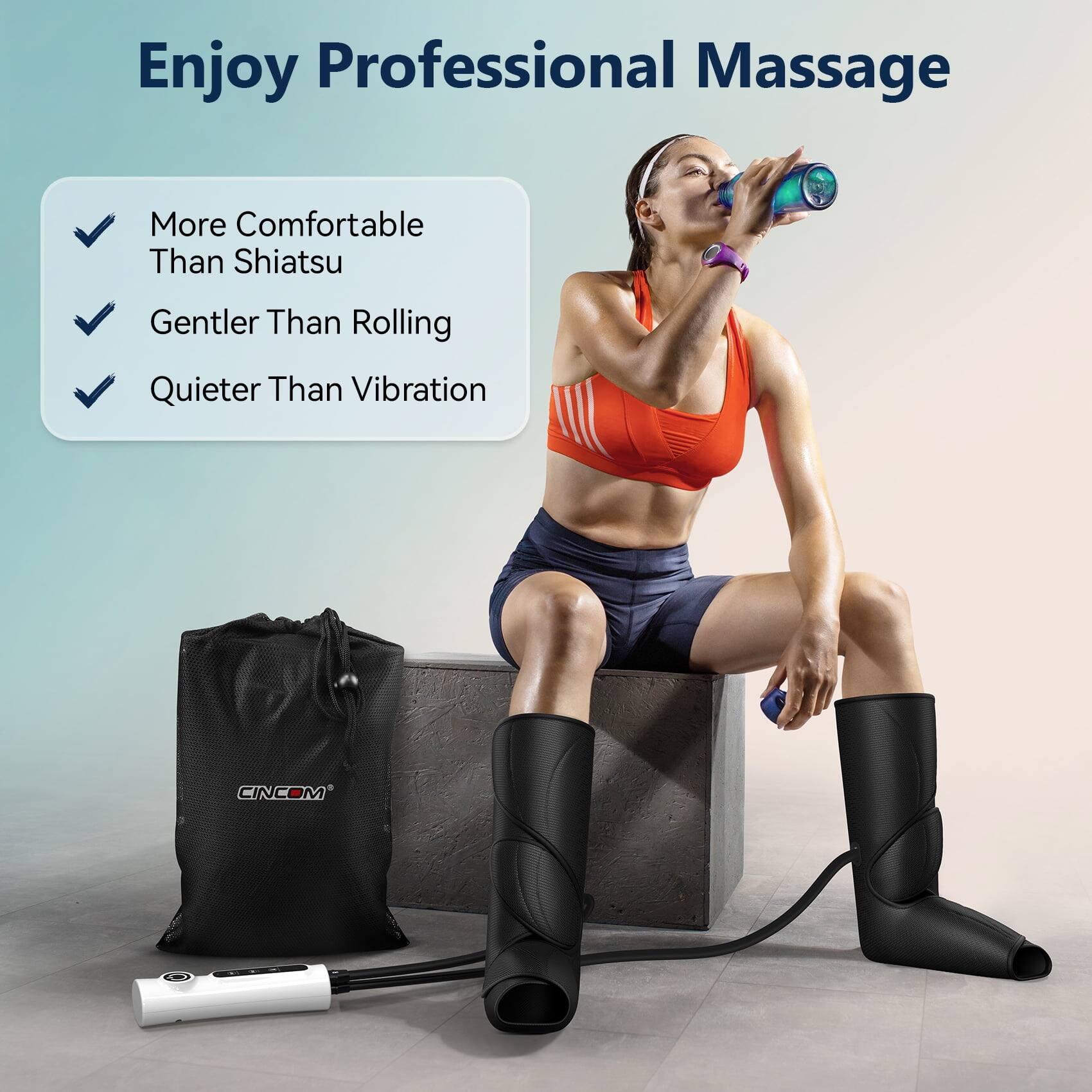Enjoy Professional Massage

- More Comfortable Than Shiatsu
- Gentler Than Rolling
- Quieter Than Vibration

CINCOM