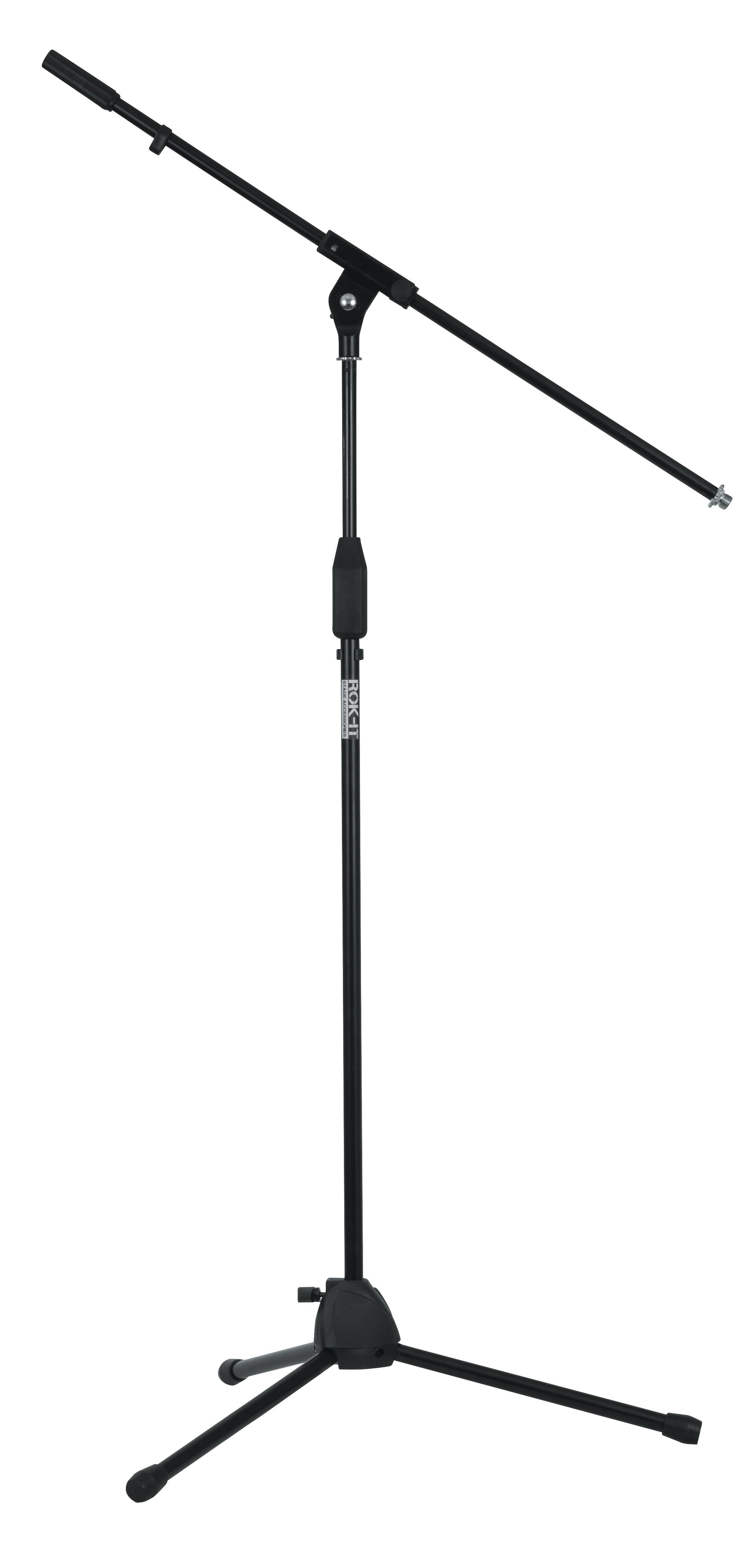 Front. Gator Frameworks - Rok-It Tubular Microphone Stand w/ Fixed Boom Included, Tripod Design for Compact Storage & Easy-Twist Height Adjustment.