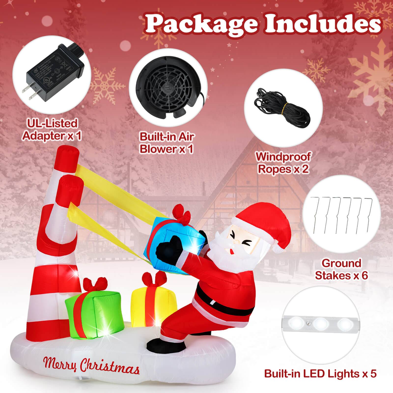 Package Includes
- UL-Listed Adapter x 1
- Built-in Air Blower x 1
- Windproof Ropes x 2
- Ground Stakes x 6
- Built-in LED Lights x 5
