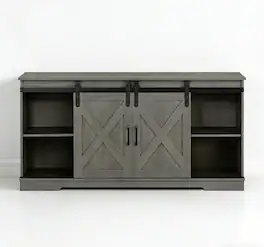 Vaczon - 56" Farmhouse Tv Stand with Storage and Sliding Barn Doors, Media TV Stand Table for Living Room, Bedroom - Gray