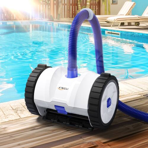 Alt View 6. Winado - Automatic Suction-Side Swimming Pool Vacuum Cleaner 11x7in with 39.6FT Tangle-Free Hose for Inground Swimming Pools - White & Navy Blue.