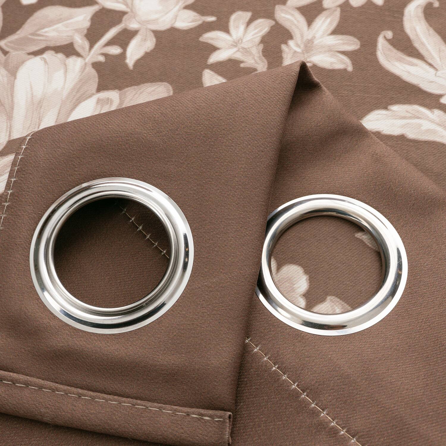 Alt View 1. Olivia Gray - Olivia Gray 100% Polyester 190 GSM Eloise Reversible Blackout Grommet Curtain Panel 54" x 84" Mocha - Mocha.