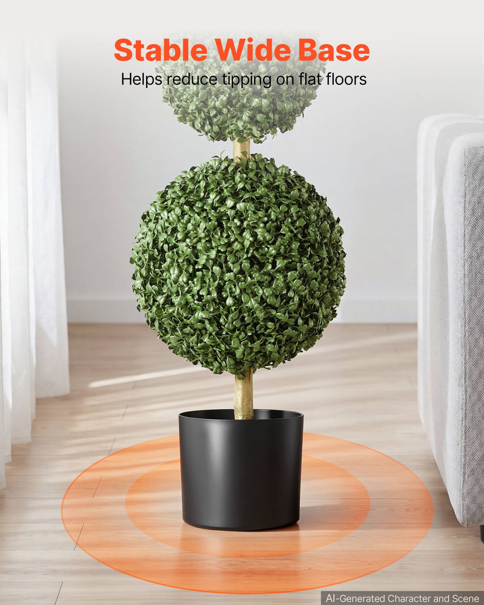 Stable Wide Base  
Helps reduce tipping on flat floors