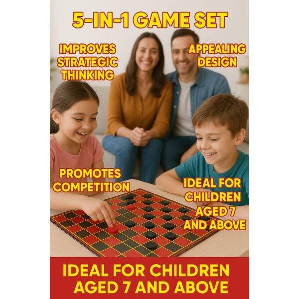 5-IN-1 GAME SET

IMPROVES STRATEGIC THINKING

APPEALING DESIGN

PROMOTES COMPETITION

IDEAL FOR CHILDREN AGED 7 AND ABOVE

IDEAL FOR CHILDREN AGED 7 AND ABOVE