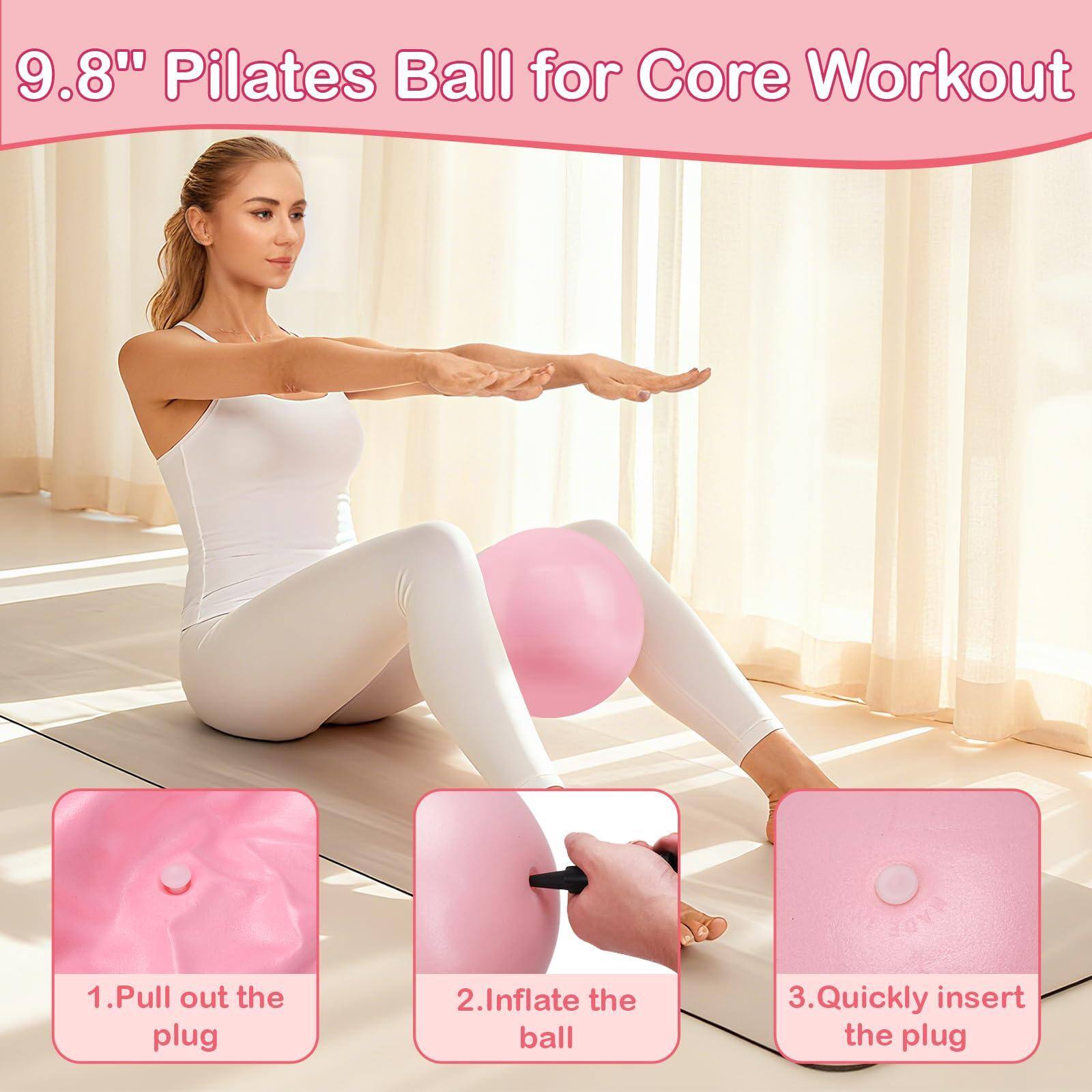 9.8" Pilates Ball for Core Workout

1. Pull out the plug
2. Inflate the ball
3. Quickly insert the plug
