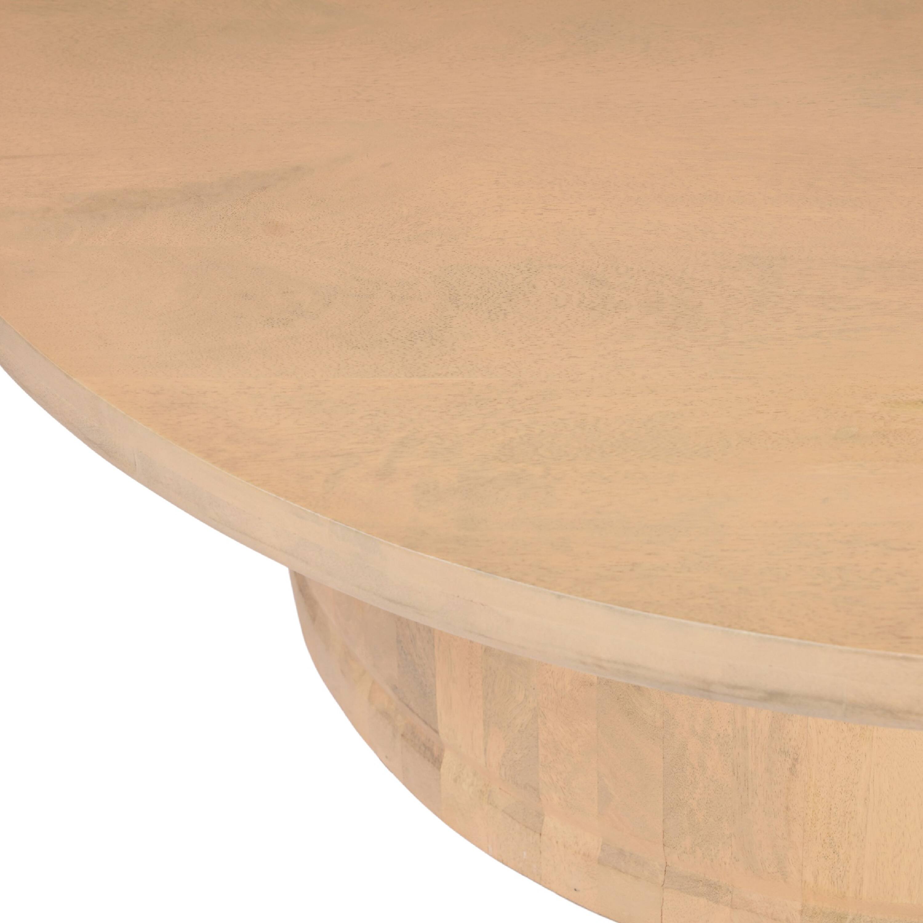 Alt View 1. Manhattan Lane - Bela Coffee Table | 47 Inch Round Top | Handcrafted Beige Mango Wood Pedestal Base - Beige.