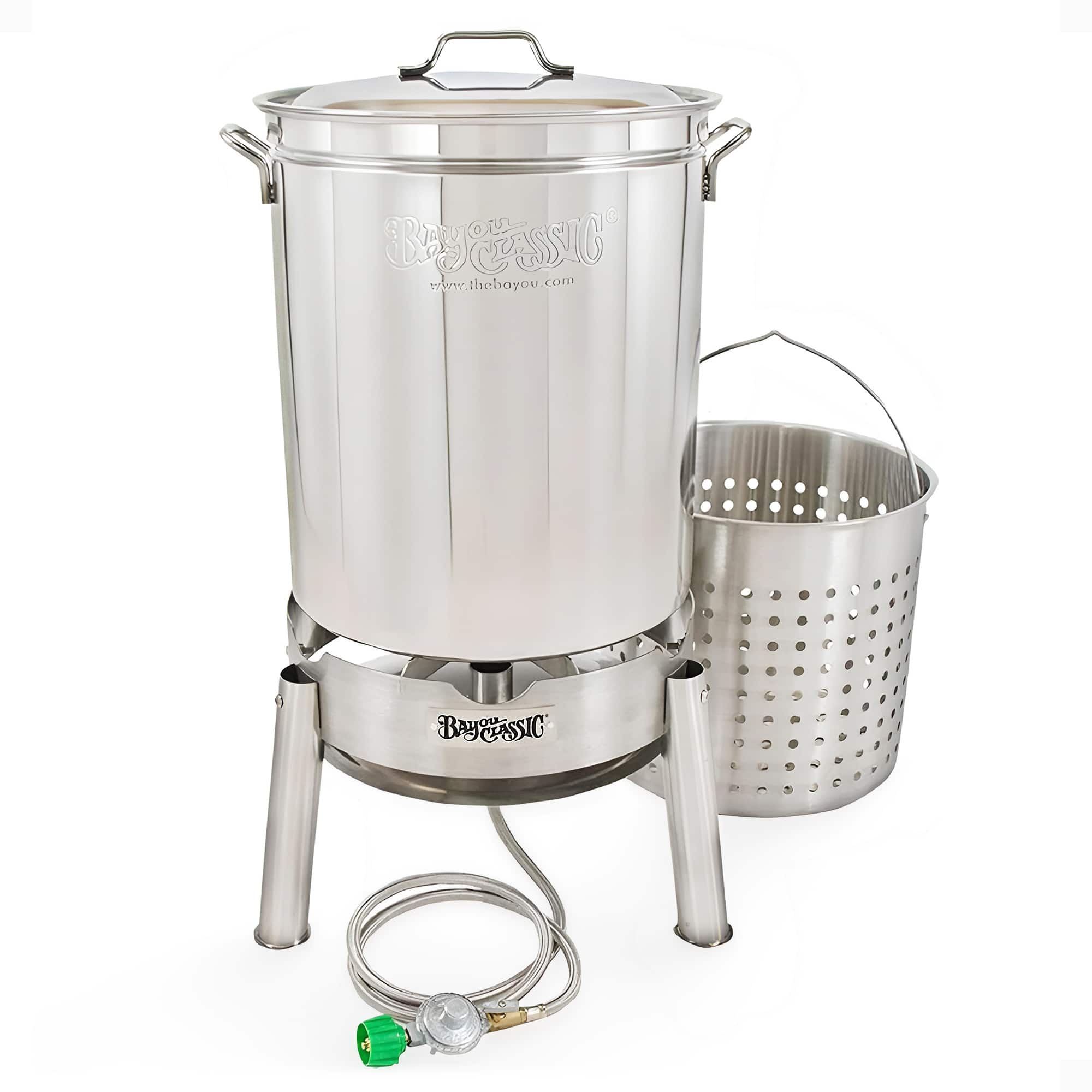 Bayou Classic - KDS-160 60 Quart Stainless Boil Steamer Cooker and Basket Kit - Silver