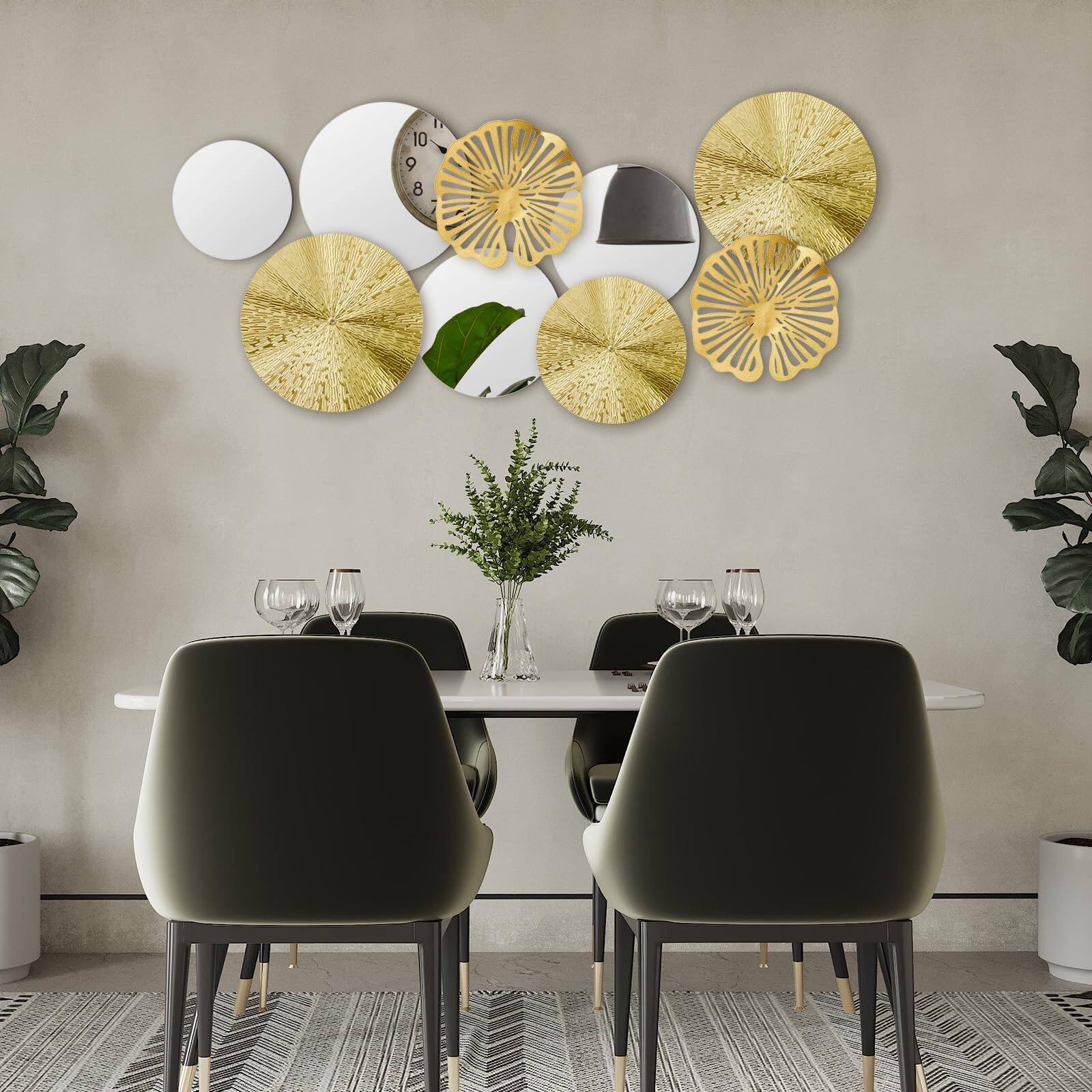 Alt View 2. TECH SAFARI - Circle Mirrors Metal Home Decor Wall Decorative Modern Round Accent Art Sculpture Hanging Decorations For L - Silver.