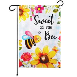 G128 - Sweet Bee Flowers Garden Flag 12x18in Double-Sided Spring Yard Decoration - Multicolor