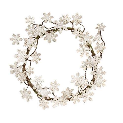 Front. BreeBe - Glittered Wood Snowflake Wreath - Multi.