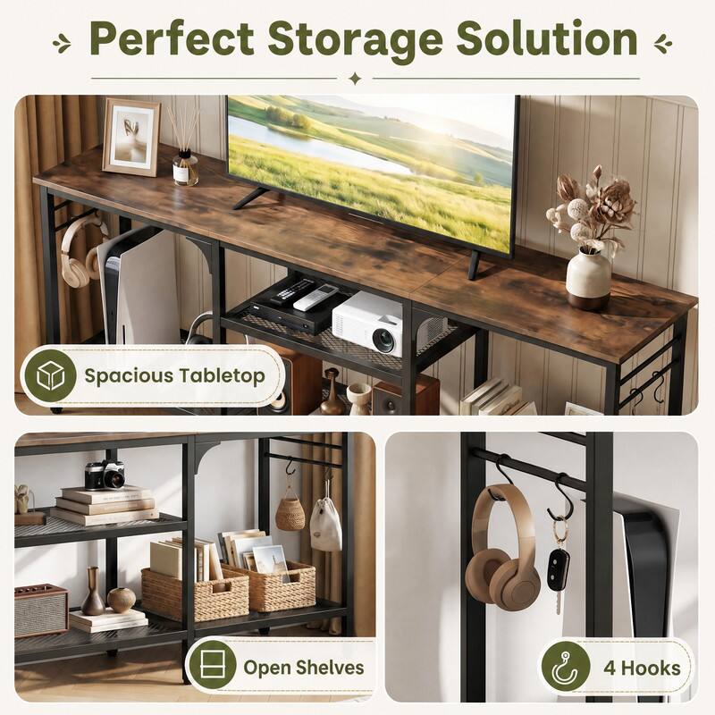 Perfect Storage Solution

- Spacious Tabletop
- Open Shelves
- 4 Hooks