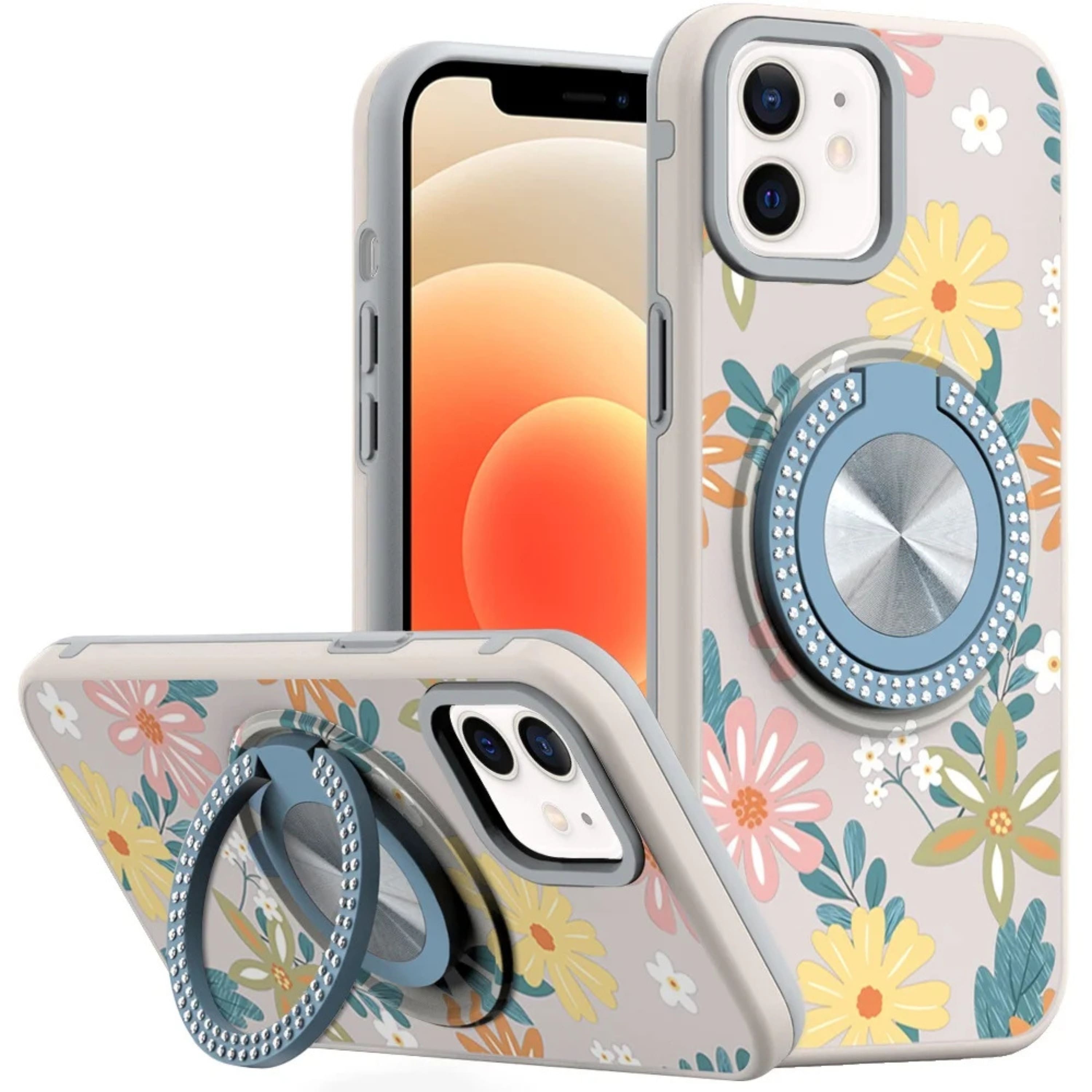 Kitcheniva - Shockproof Floral Design Protective Cover With Tempered Glass For iPhone 12 Pro Max Garden Ash - Golden Ash price history on PriceWatchPro