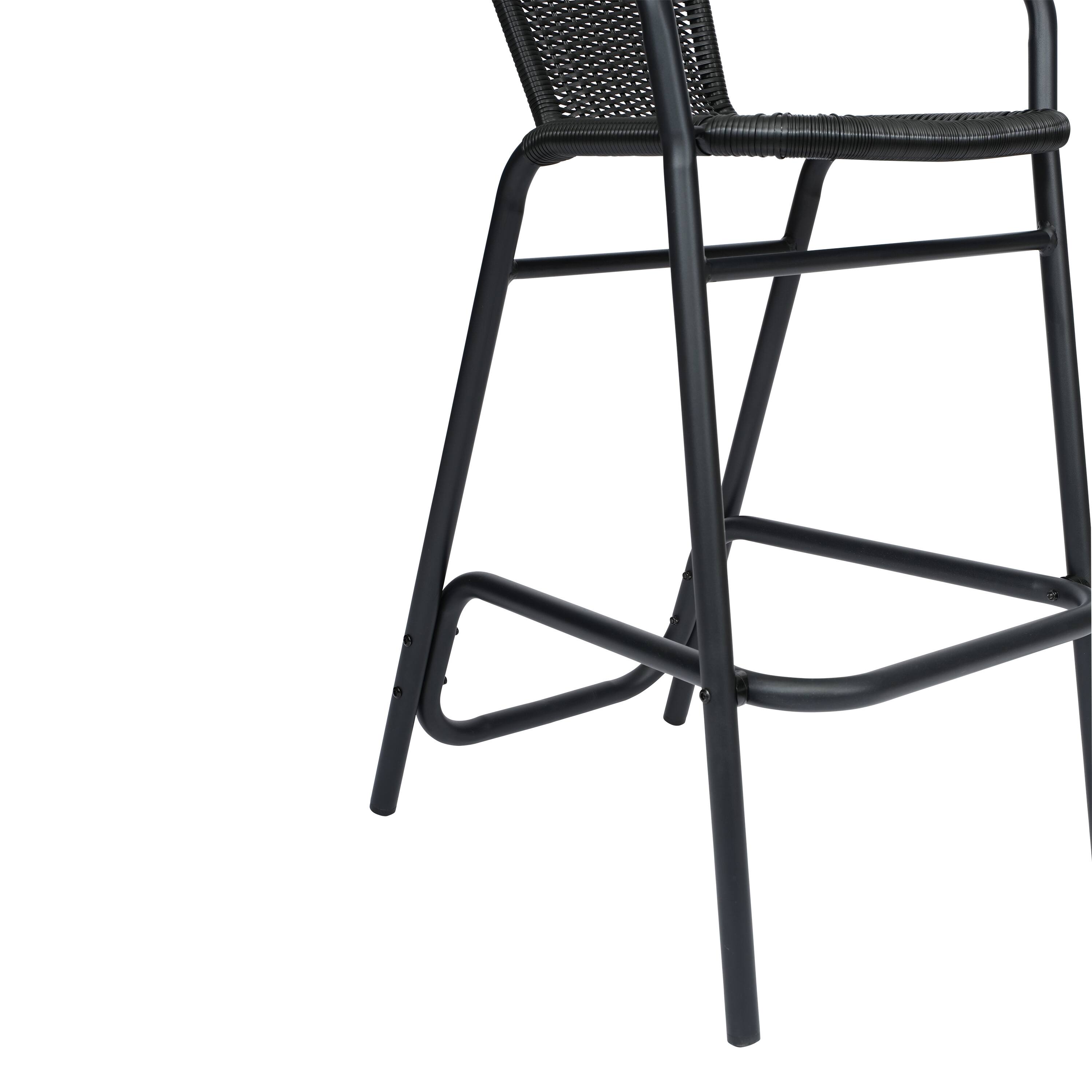 Alt View 9. Emma + Oliver - Rhea Indoor/Outdoor Restaurant Style Rattan Barstool - Black.