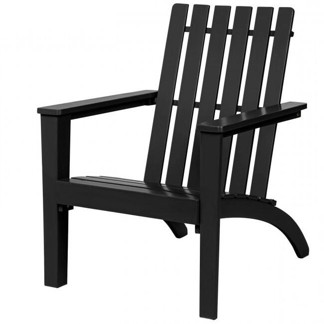 Front. SlickBlue - Elegant Adirondack Armchair – Acacia Wood Lounge Chair for Living Room, Patio, or Deck - Black.