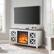 Alt View Zoom 1. Unbranded - Colton Log Fireplace TV Stand for Most TVs up to 55" - White/Gray Oak.