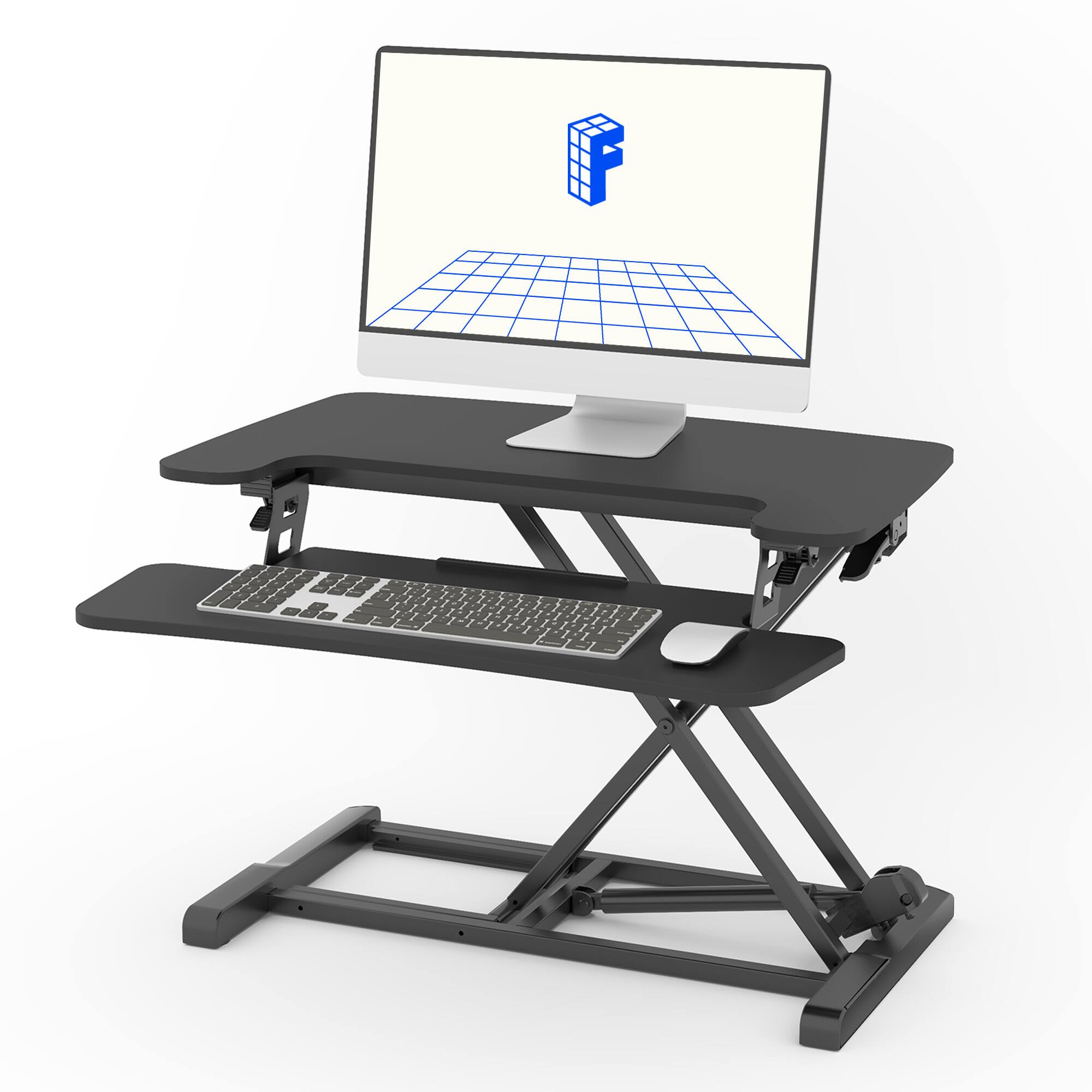 Front. FlexiSpot - FlexiSpot M7 Series 28"W Manual Adjustable Standing Desk Converter, Black - Black.