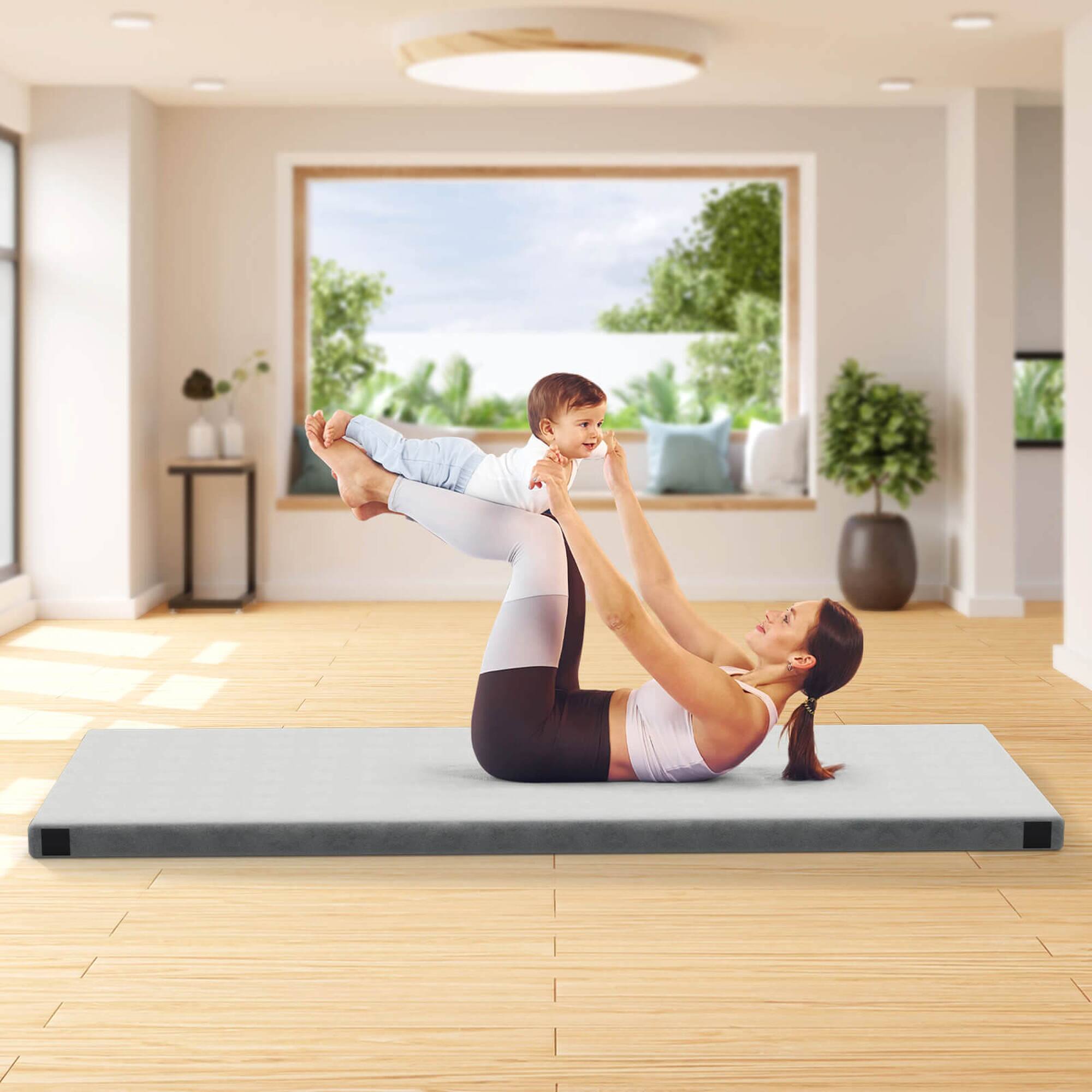 Alt View 4. Costway - Costway Memory Foam Camping Mattress with Anti-slip Bottom Travel Bag for Outdoor Sleeping Gray - Gray.