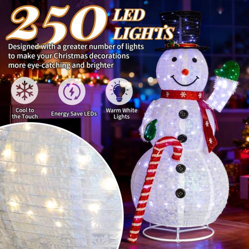 250 LED LIGHTS  
Designed with a greater number of lights to make your Christmas decorations more eye-catching and brighter  

- Cool to the Touch  
- Energy Save LEDs  
- Warm White Lights