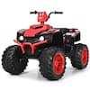 Front. Gymax - Gymax 12V Electric Kids Ride On Car ATV 4-Wheeler Quad w/ Music LED Light Red - Red.