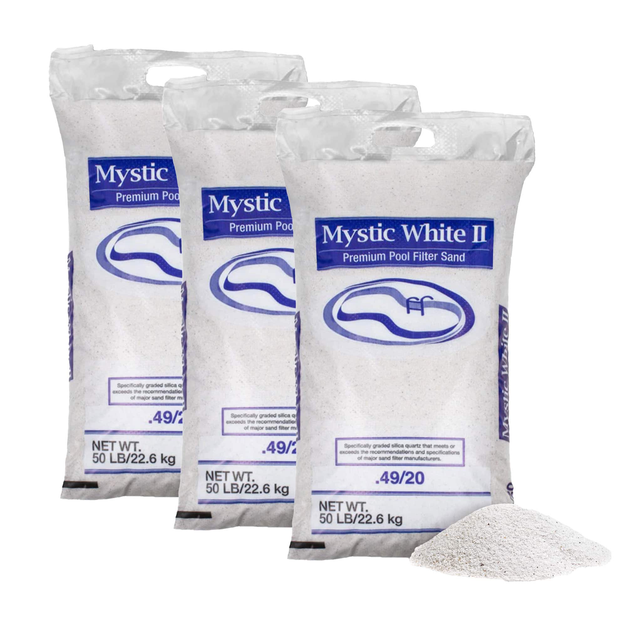 U.S. Silica - 50 Pound Mystic White II Swimming Pool Filter Sand, White, 3 Pack
