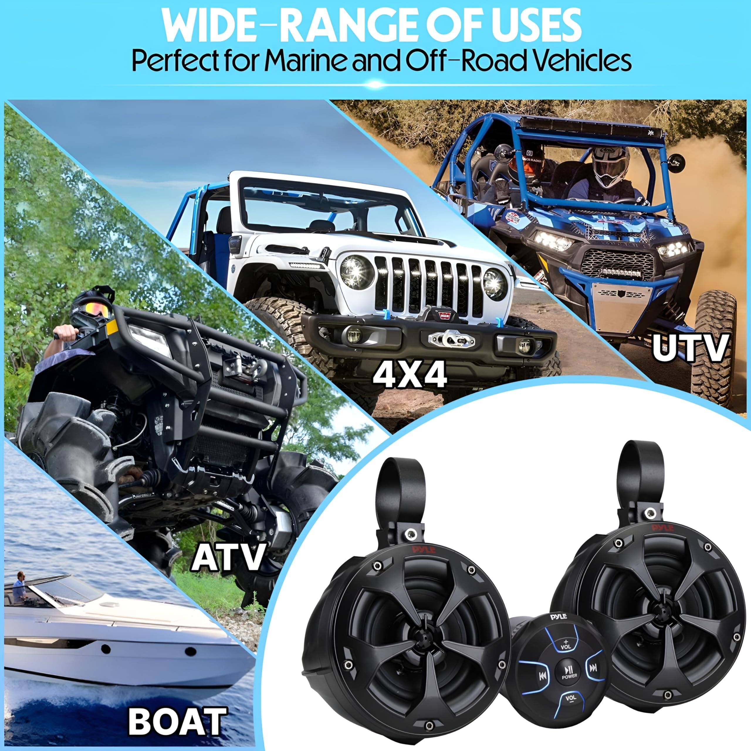 WIDE-RANGE OF USES  
Perfect for Marine and Off-Road Vehicles  

4X4  
UTV  
ATV  
BOAT