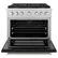 Angle. ZLINE - 36 in. Wide 6 Burner Paramount Dual Fuel Range with DuoPro Cooktop & Convection Oven w/ Black Door (PSDR-BLM-36) - Stainless Steel with Black Matte Door.