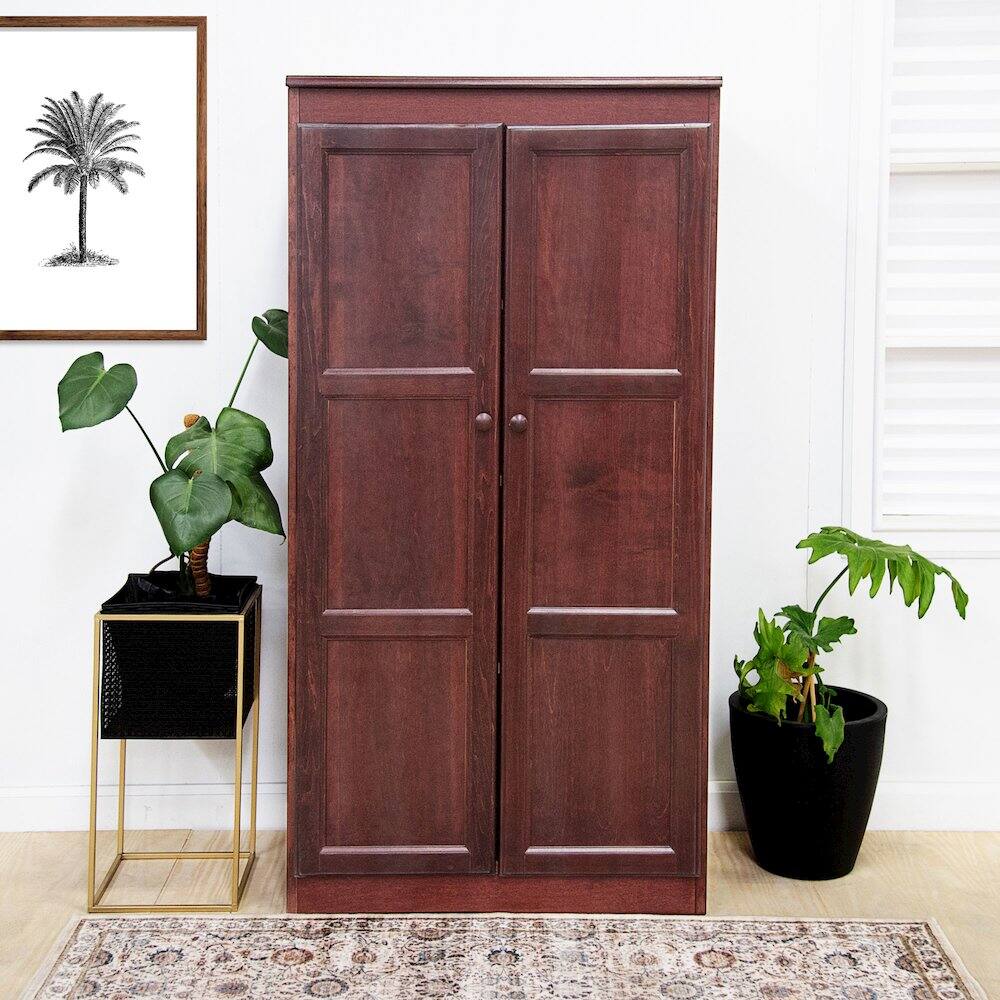 Alt View 5. Concepts in Wood - Multi use Storage Cabinet 4 Shelves Cherry Finish - Red.