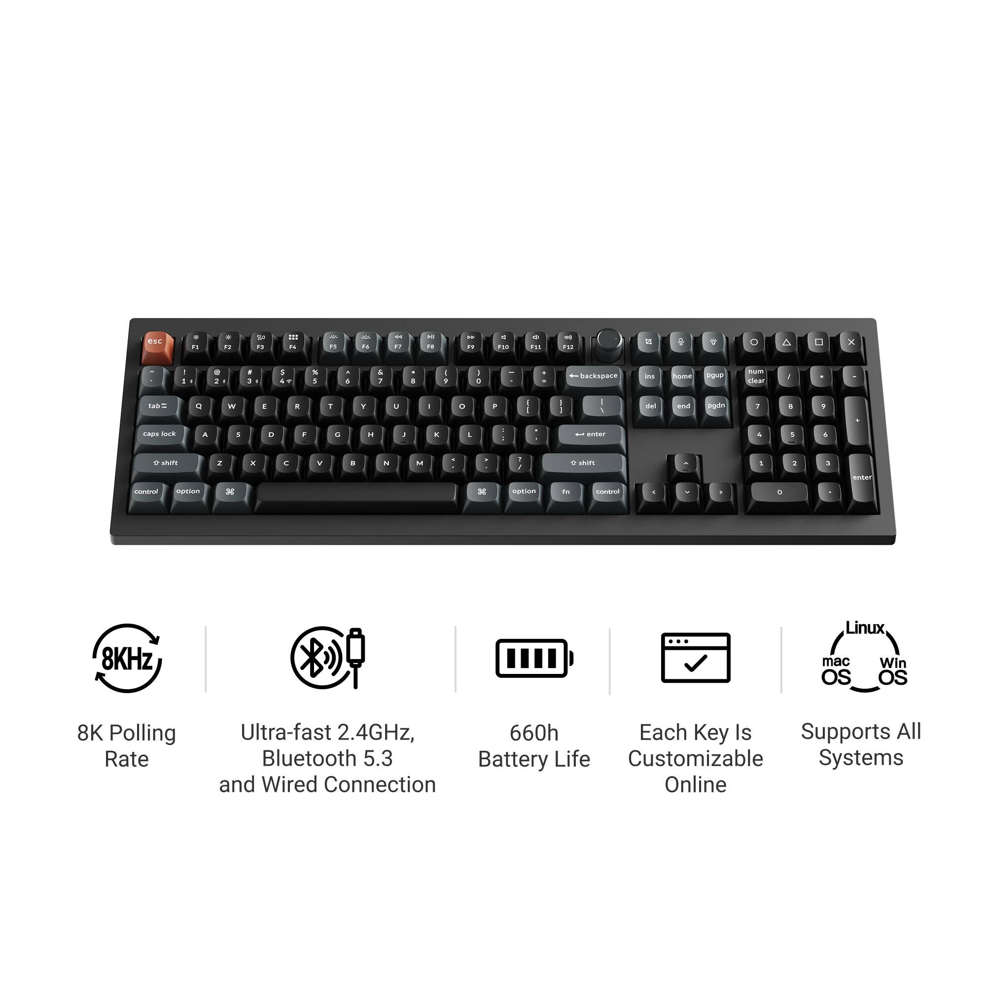 Keychron V6 Ultra 8K Wireless Custom Mechanical Keyboard Black
