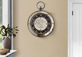 BreeBe - Clocks, 18' Round, Wall Clock, Mirror, Transitional - Brown