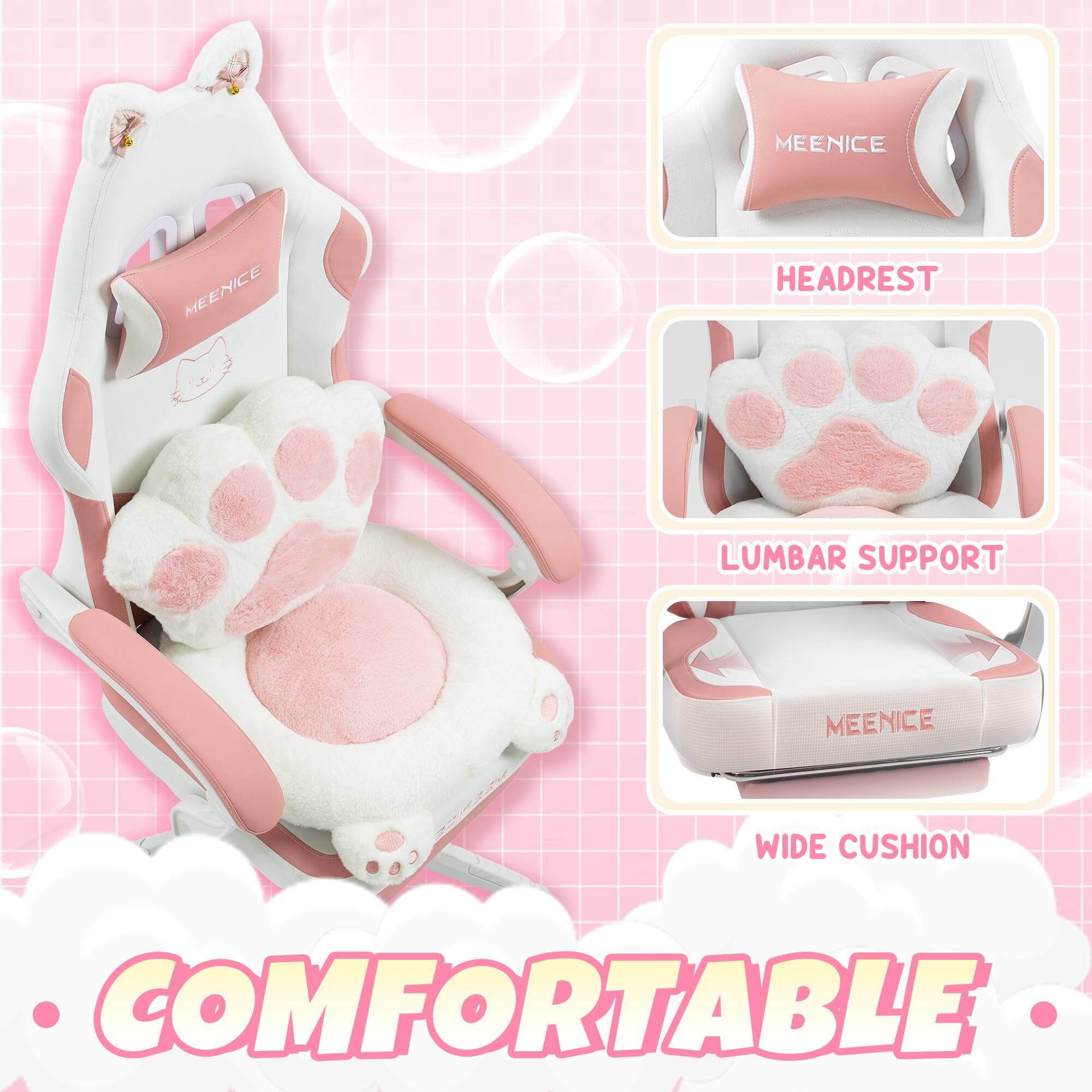 MEENICE HEADREST LUMBAR SUPPORT MEENICE WIDE CUSHION COMFORTABLE