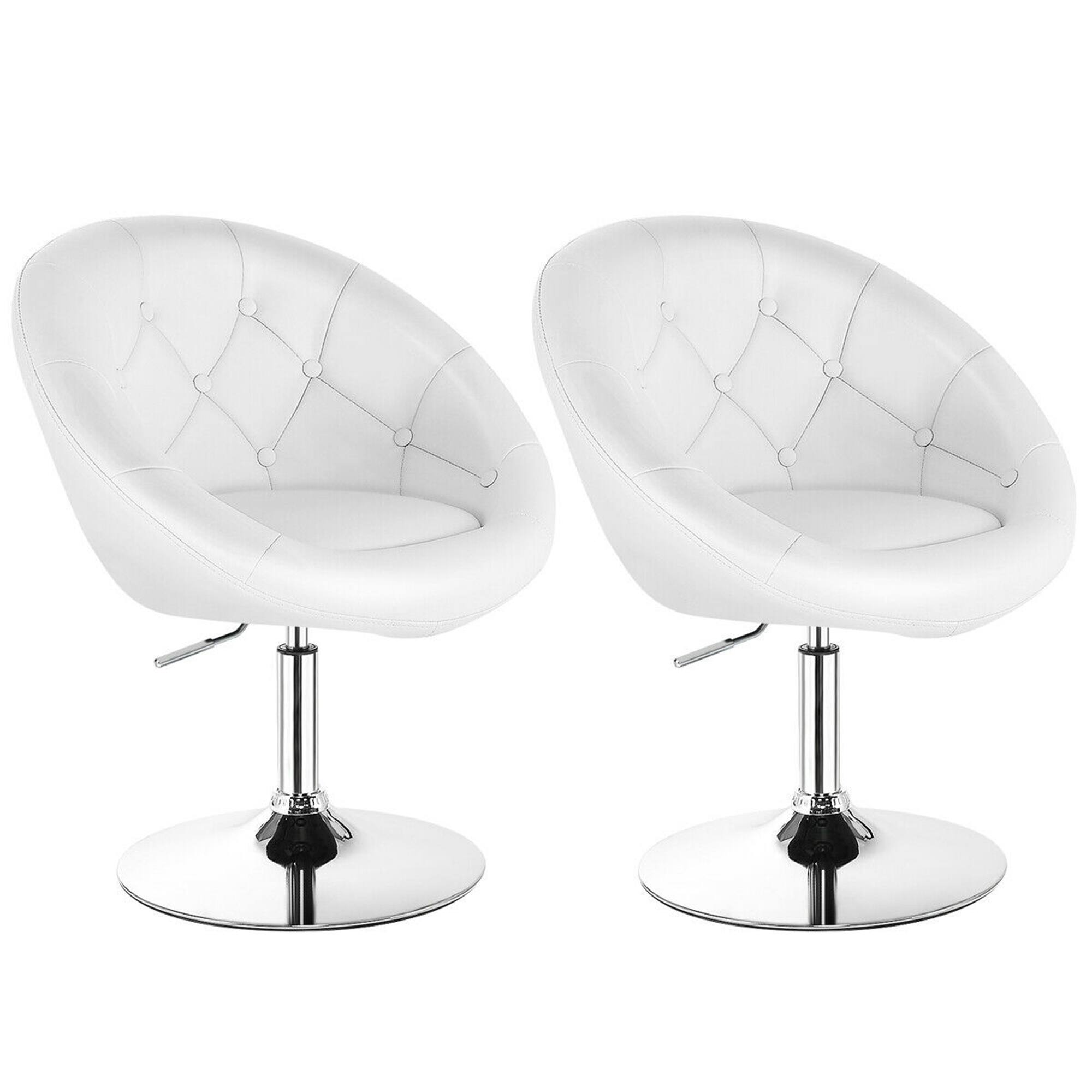 Alt View 3. Gymax - Gymax Set of 2 Swivel Bar Stools Height Adjustable Round Tufted Back Bar Chairs White - White.