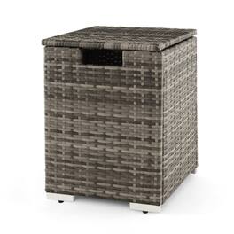 Mondawe - 2-in-1 Patio Rattan Gas Propane Tank Cover for 20 lbs Propane Tanks - Gray