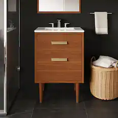 Front. Modway - Cassia Bathroom Vanity Basin Included - Natural White.