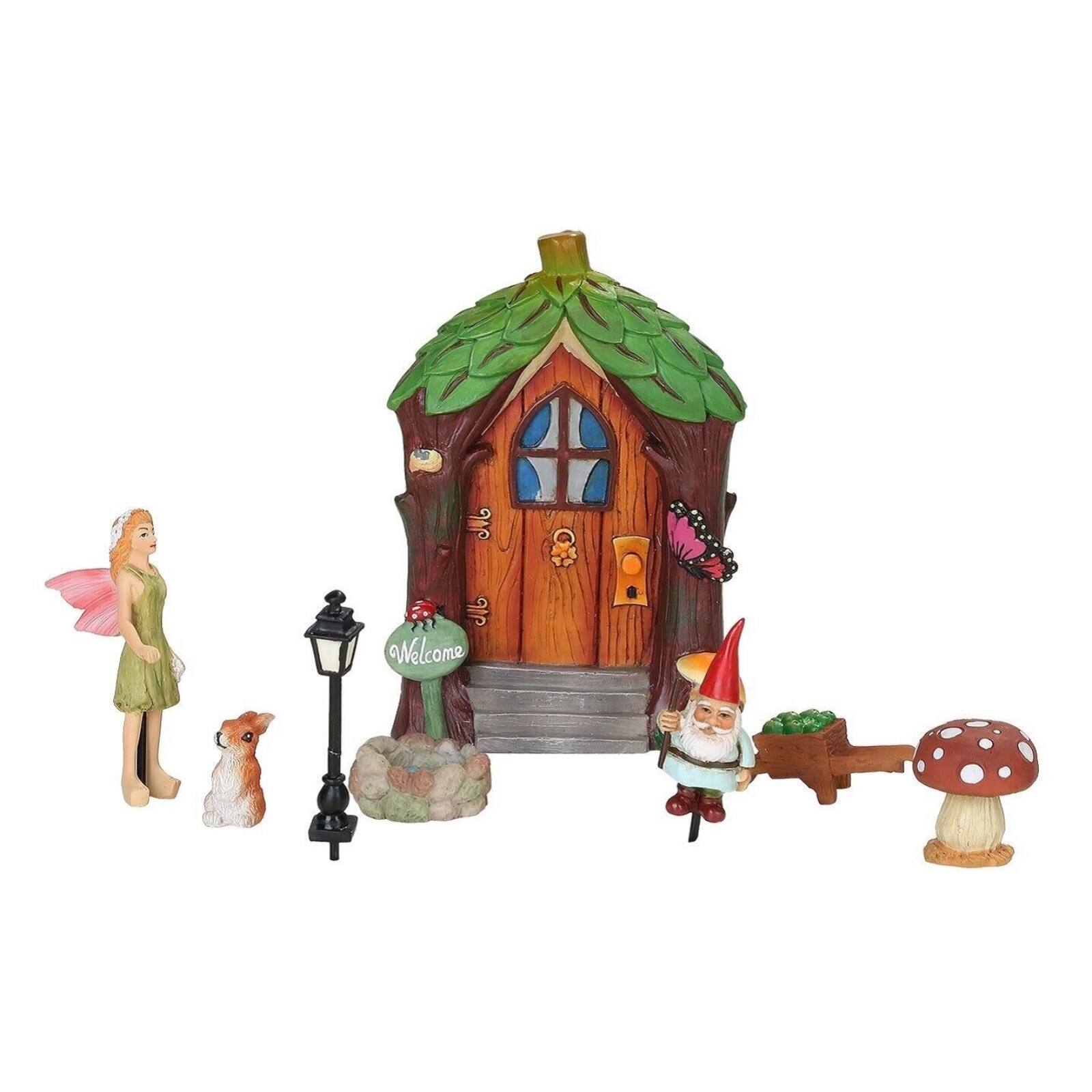 Miniature Fairy Garden Figurines Starter Kit 8 Piece Set Mini Fairie Door Gnome