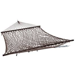 Sunnydaze - 2-Person Cotton Rope Hammock with Spreader Bars - Brown