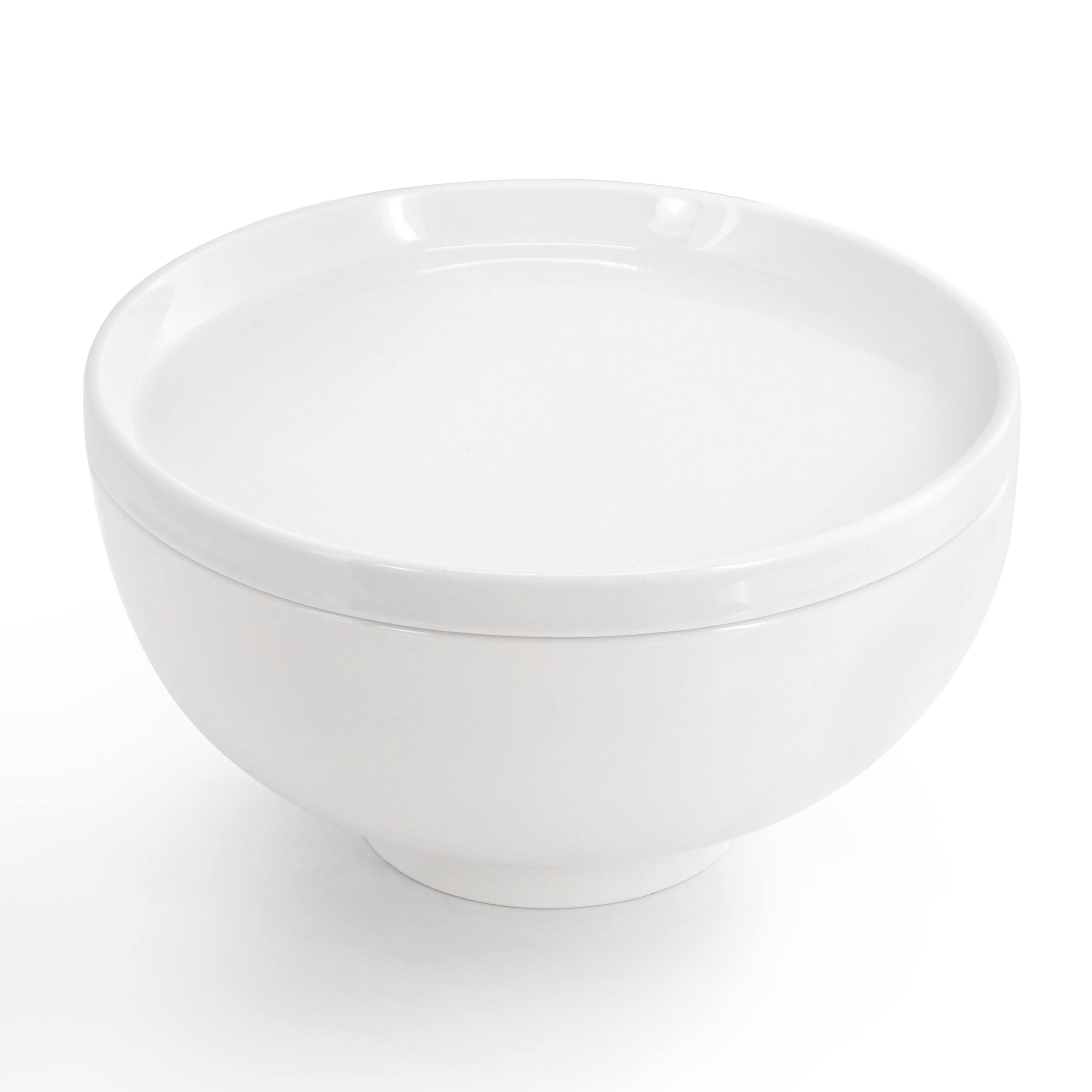 Alt View 1. Gibson - Gibson Home Great Essentials 2 Piece 7.8 Inch Ceramic Serving Bowl with Dual Purpose Lid - White.