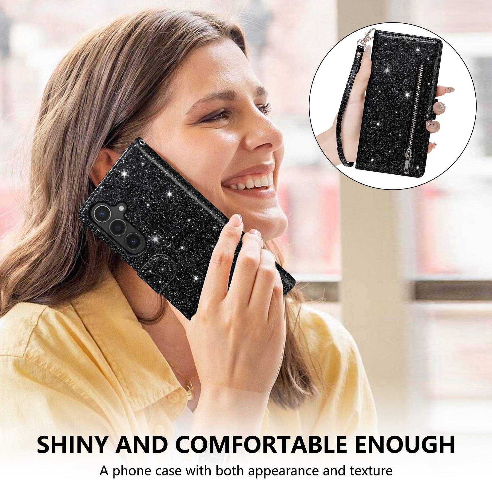 SHINY AND COMFORTABLE ENOUGH  
A phone case with both appearance and texture