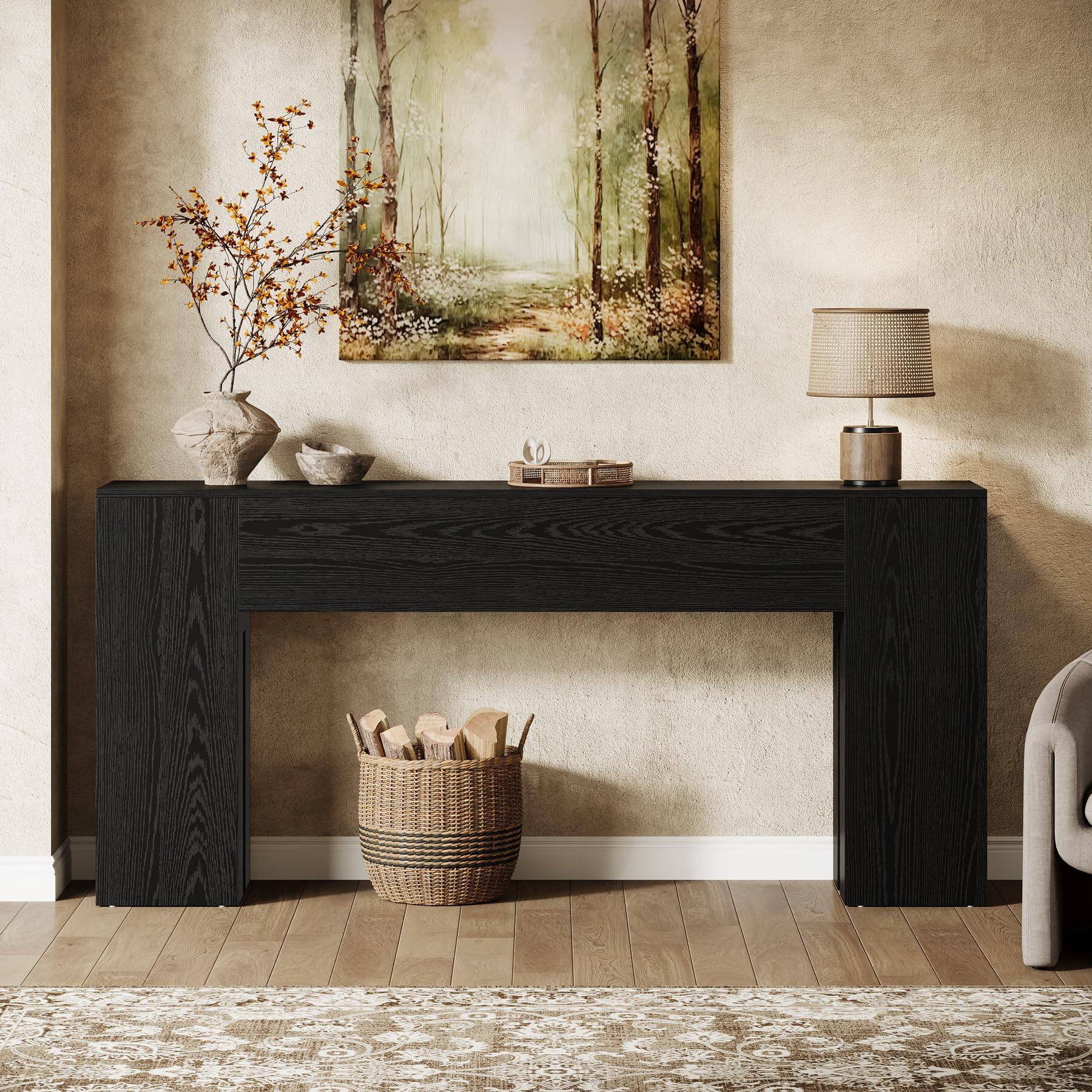 Back. Tribesigns - 71-Inch Long Console Table for Entryway, Farmhouse Sofa Console - Black.