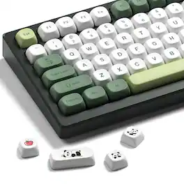 HM 1810 - Xvx Moa Profile Matcha Panda Pbt Dye sub Keycaps Set 143 key Green Creamy For Mechanical Keyboards compatib - Green Panda