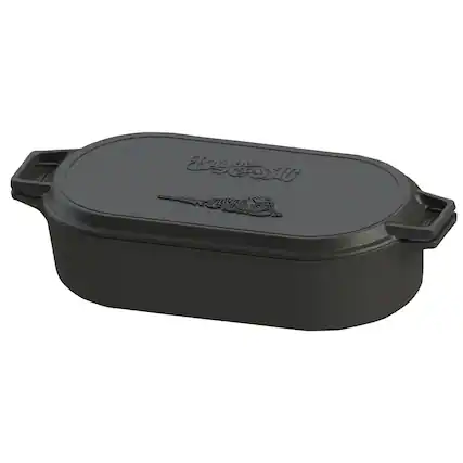 Front. Bayou Classic - Bayou Classic 7477 6 Quart Large Cast Iron 17 In x 9.25 In Oval Fryer with Lid - Black.