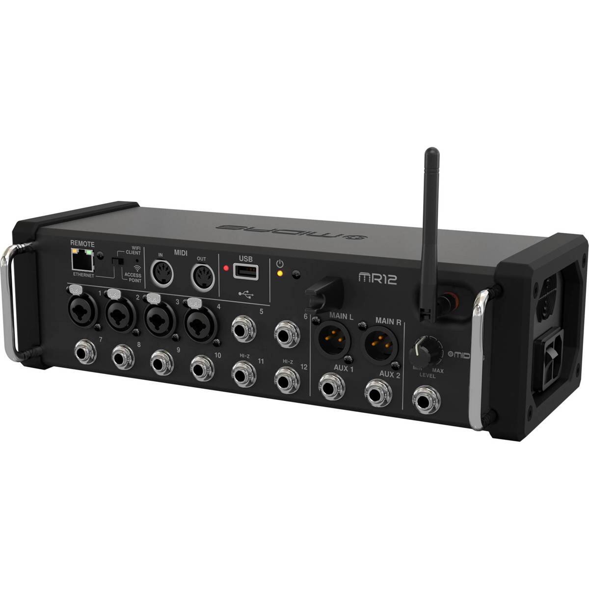 REMOTE ETHERNET 1  
WIFI CLIENT ACCESS POINT 2  
MIDI IN  
USB  
TR12  
MAIN L  
MAIN R  
AUX 1  
AUX 2  
LEVEL