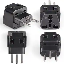 Orei - Switzerland Power Plug Adapter, 2 in 1 USA Grounded Connection - Universal Socket - Type J - 4 Pack - Black