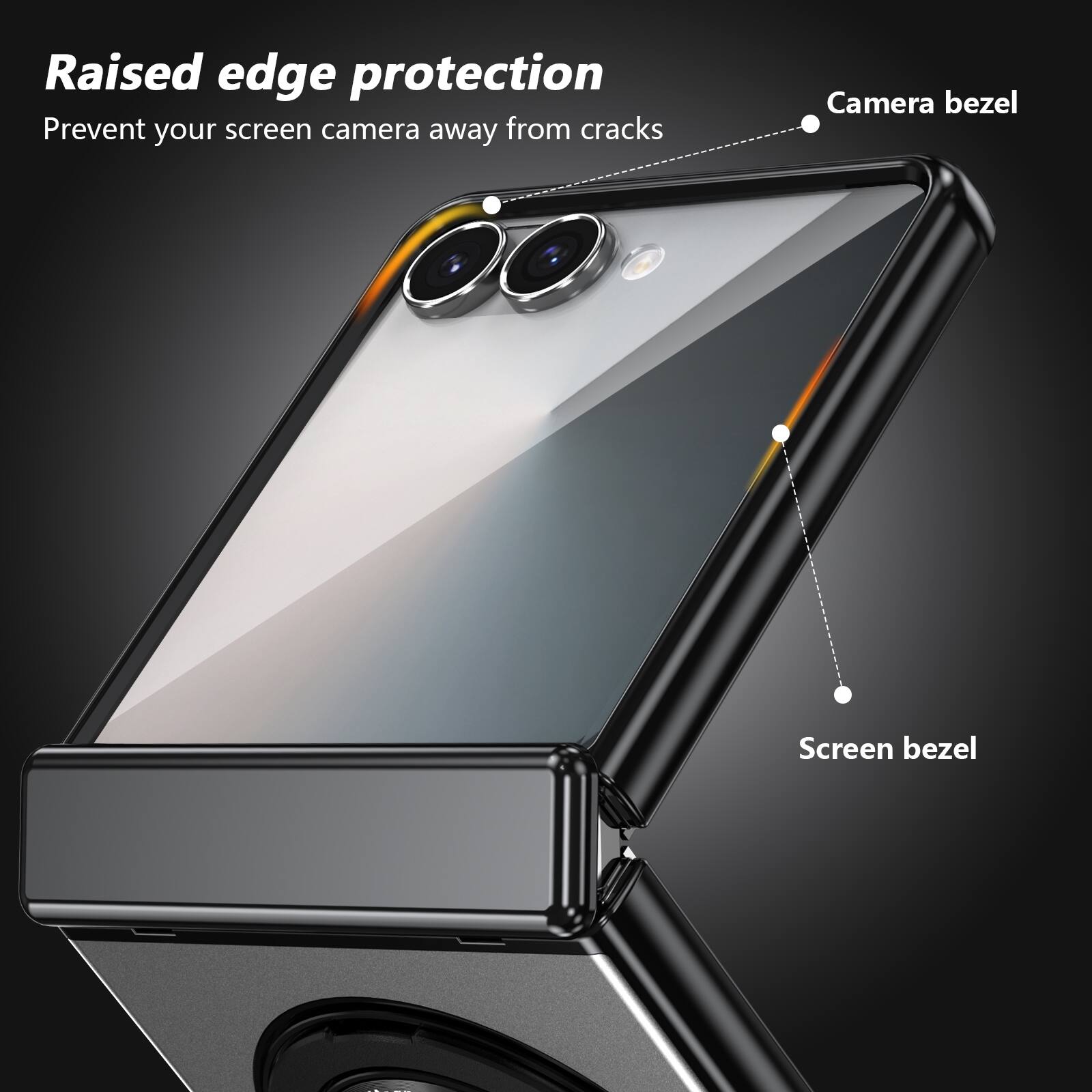 Raised edge protection  
Prevent your screen camera away from cracks  
Camera bezel  
Screen bezel
