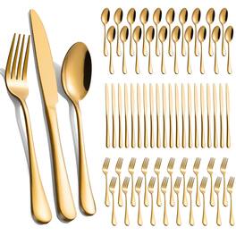 Dazzed Corner - 60 Pcs Silverware Set,Flatware Cutlery Set Service for 20 - Gold