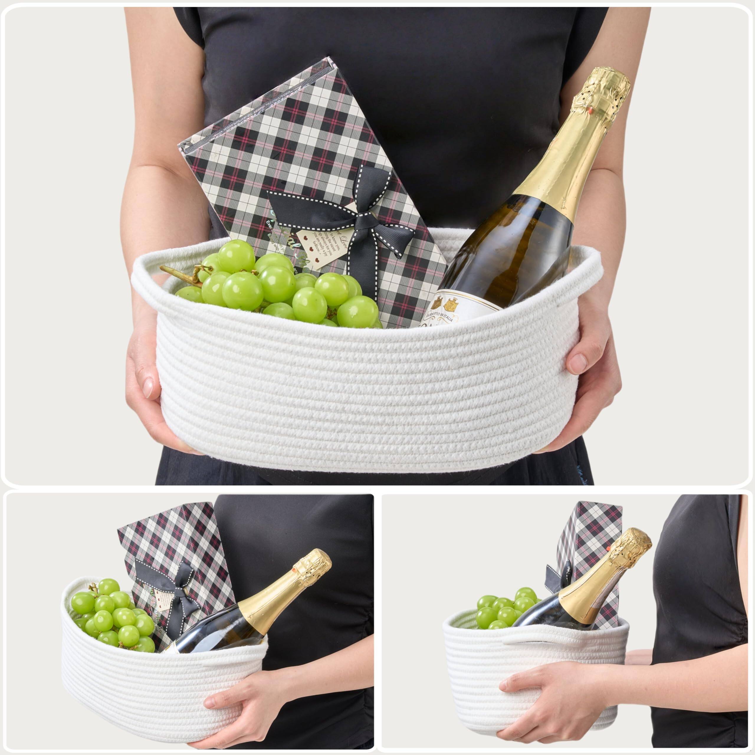 Alt View 3. Paradigms Interiors - Gift Basket With Wrap Bag And Ribbon Empty Small Woven For Cute Decorative Organizer Showers Raffle Thanksg... - White-1 Pack.