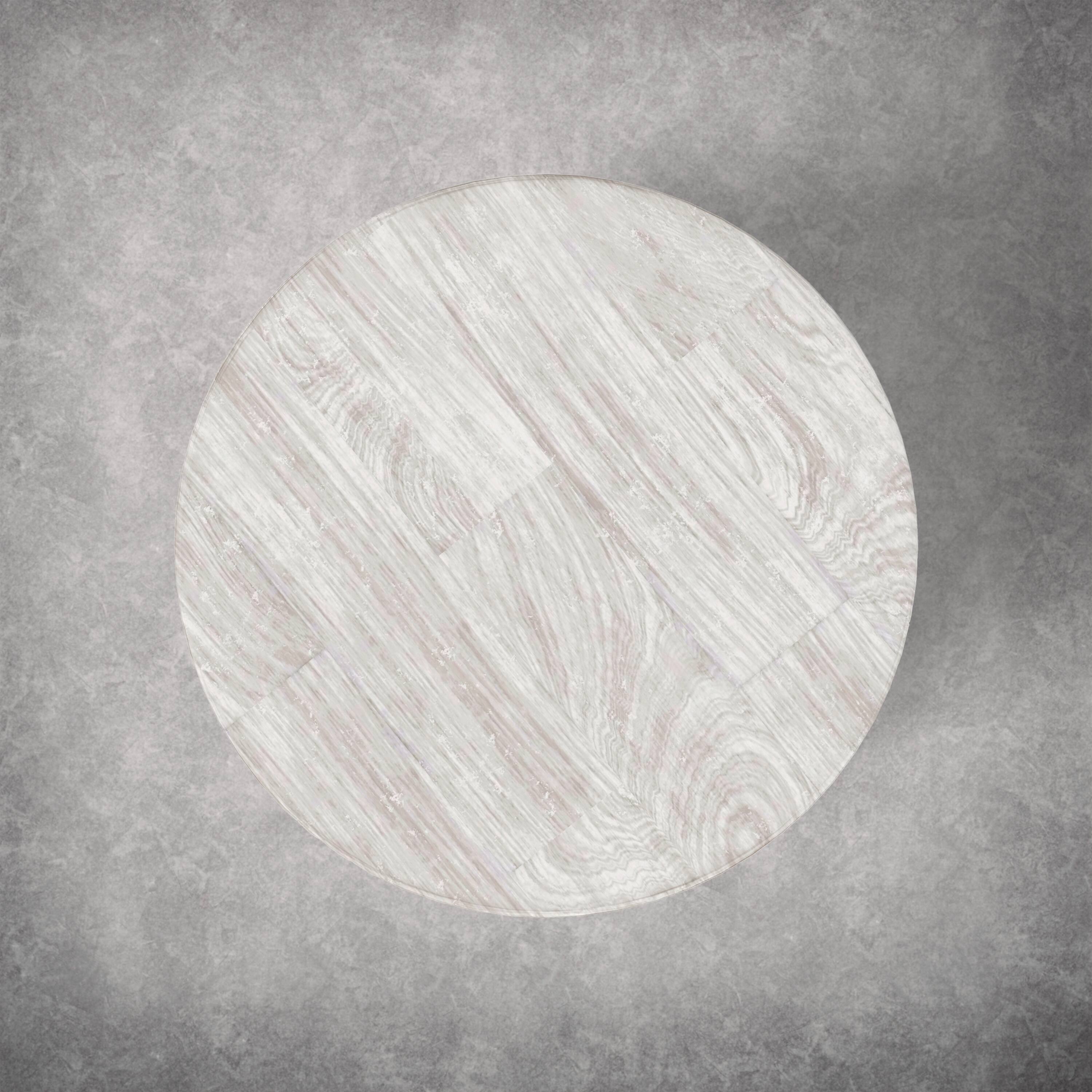 Alt View 1. Simpli Home - Boyd 13 inch Wide Solid Mango Wood Round Accent Table, Distressed White - Distressed White.