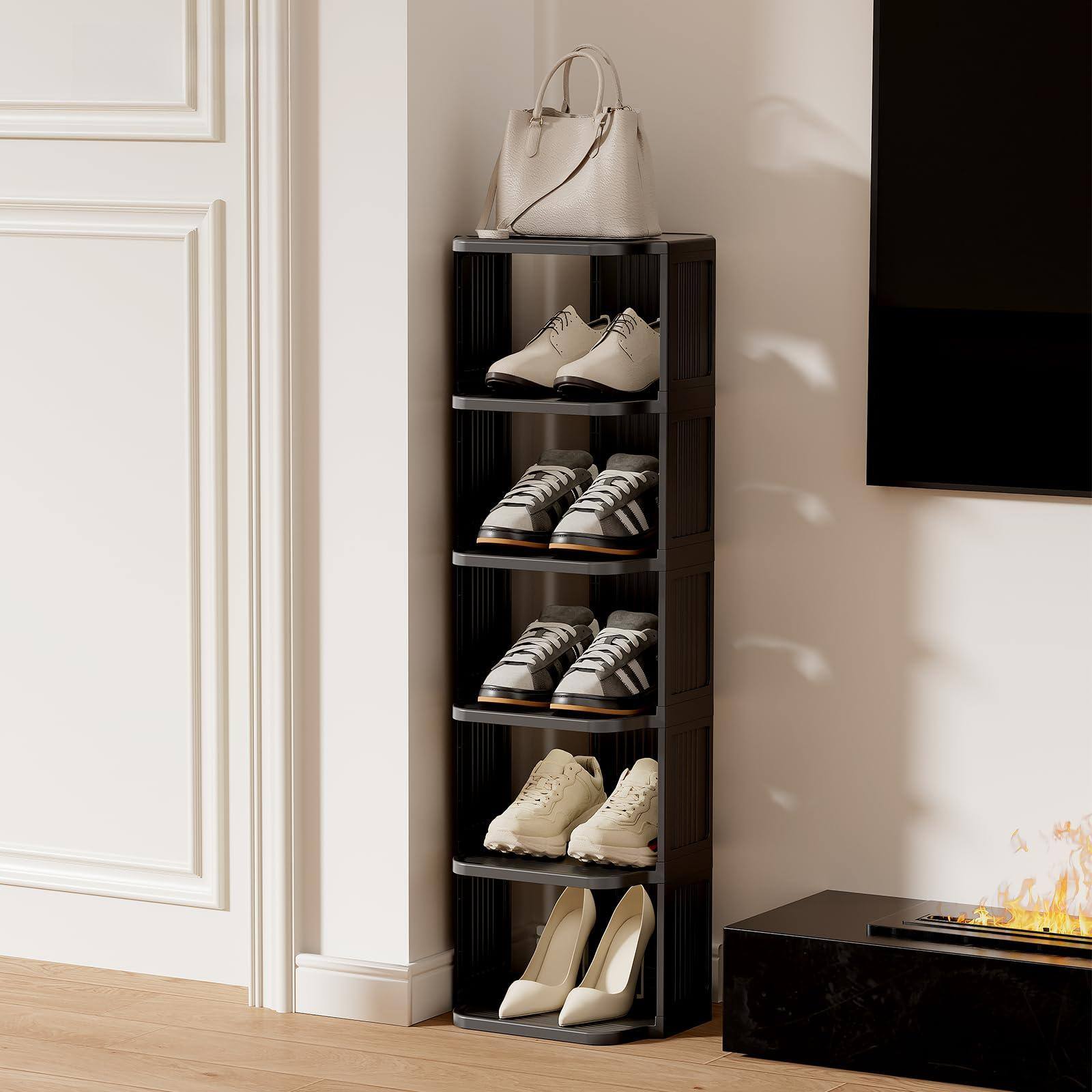 Refined Abode Design Small Shoe Rack Plastic Vertical For And Narrow ...