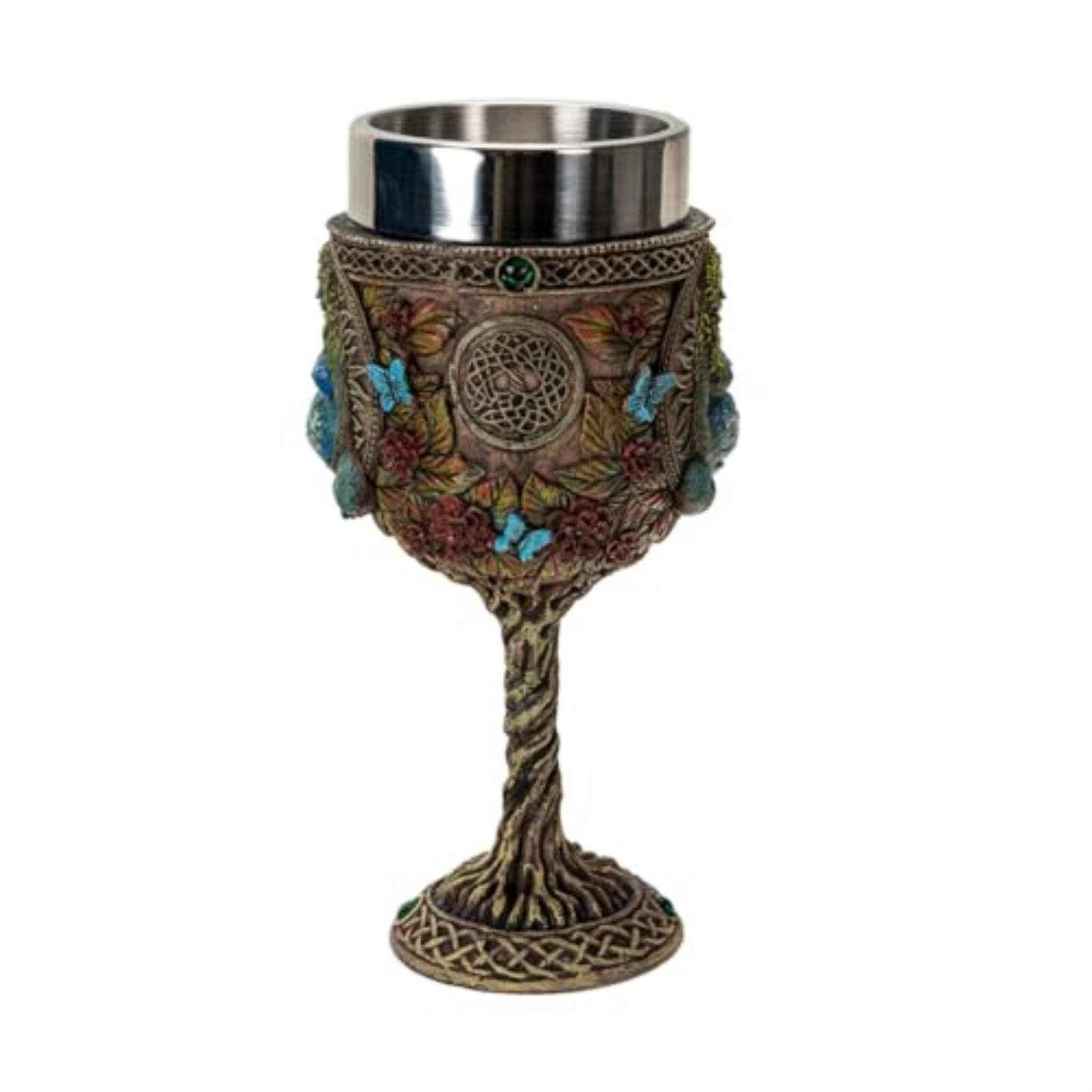 Alt View 2. Pacific Trading - Forest Gaia Wine Goblet Chalice Cup Resin Body Stainless Steel Cup 7 ounce - Multicolor.