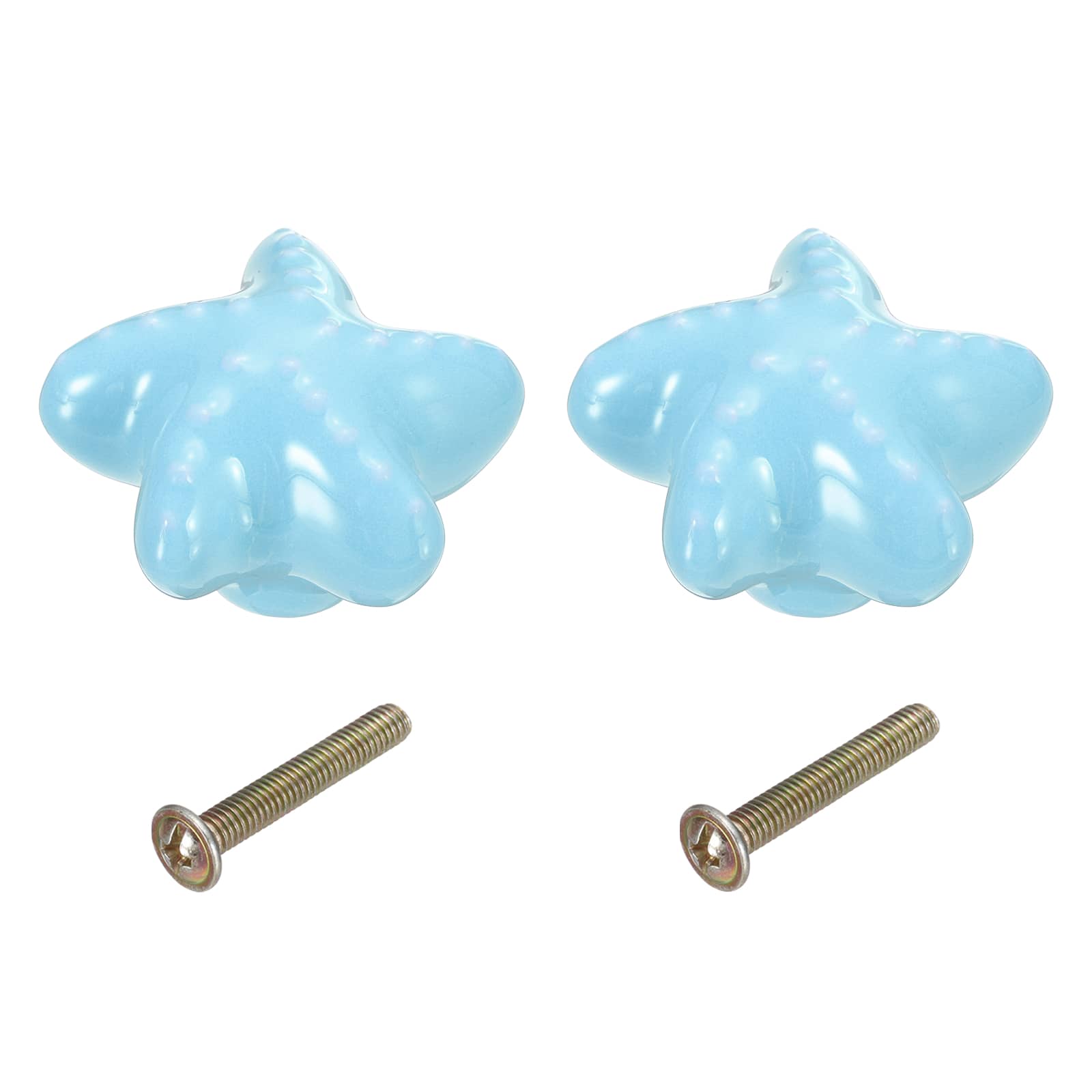 Unique Bargains - 2pcs Starfish Ceramic Cabinet Knobs, Decorative Drawer Pulls w/ Screws for Cupboards - Blue price history on PriceWatchPro